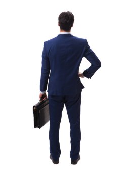 Genç işadamı beyaz arka planda izole edilmiş 