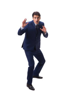 Genç işadamı beyaz arka planda izole edilmiş 