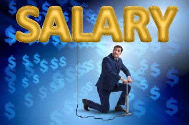 Maaş iş kavramı içinde pompalama işadamı