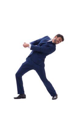 Genç işadamı beyaz arka planda izole edilmiş. 