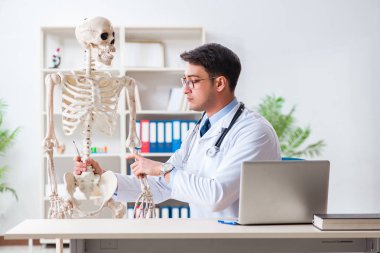 İskeleti beyaz olan Yong erkek doktoru.