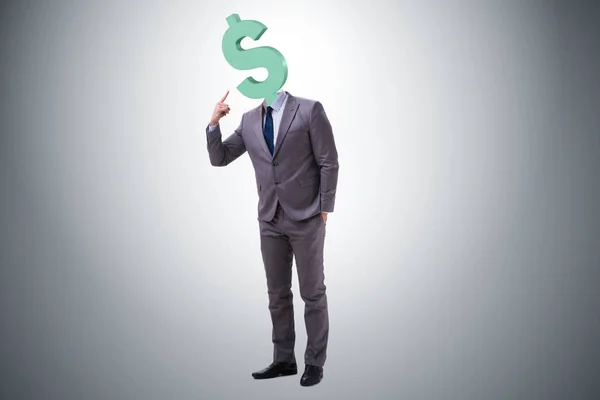 Businessman with dollar sign instead of head — Stock Photo, Image