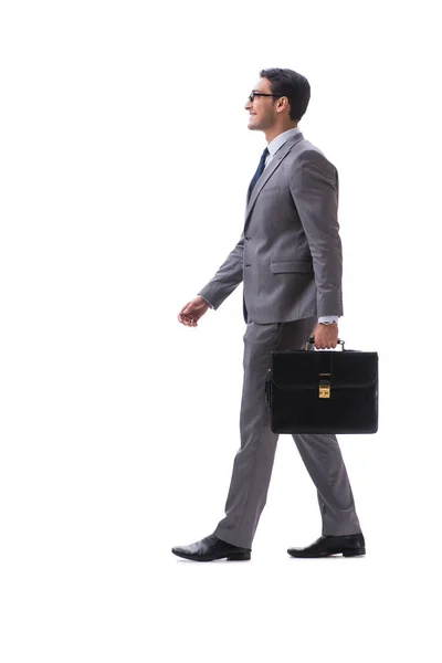 Businessman with briefcase isolated on white — Stock Photo, Image