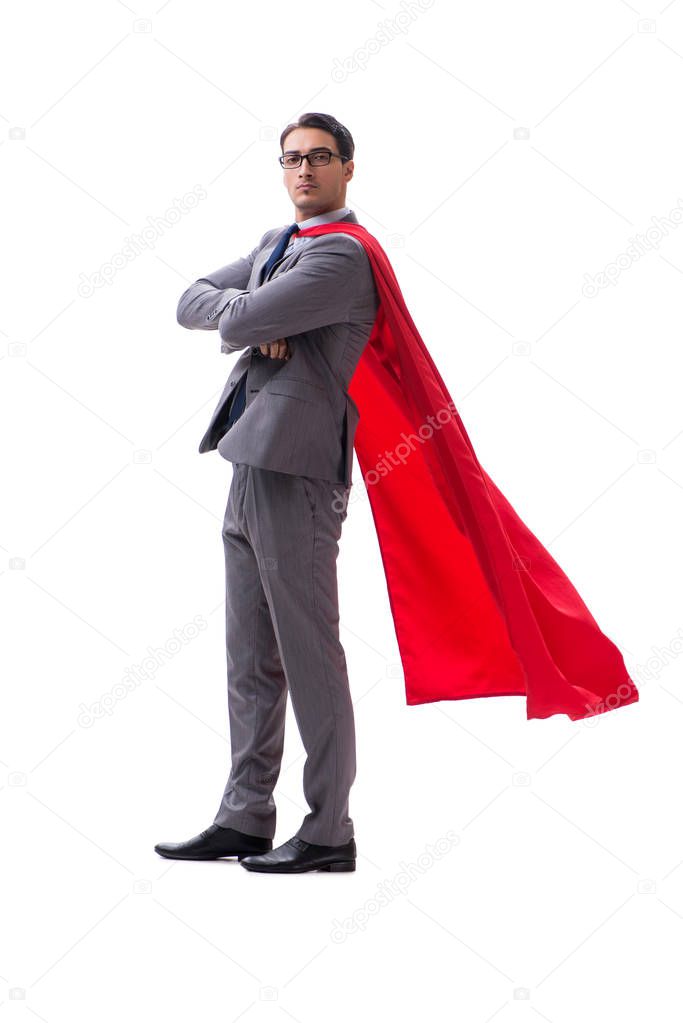 Super hero businessman isolated on white background 