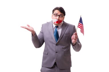 Sansür konsepti işadamı beyazda izole edildi