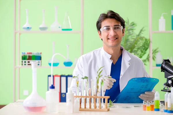 Jeune chimiste biotechnicien travaillant en laboratoire — Photo