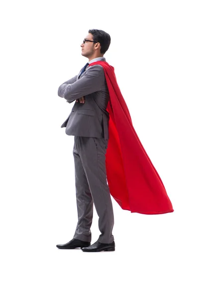 Super herói empresário isolado no fundo branco — Fotografia de Stock