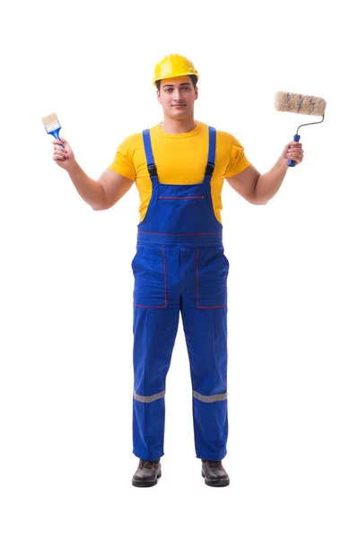 Young worker on coveralls isolated on white — Stock Photo, Image