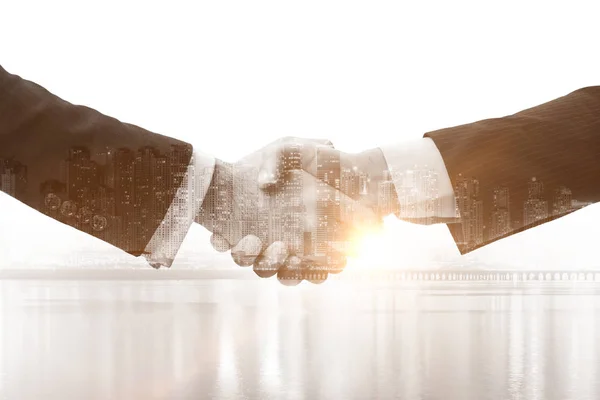 Begreppet samarbete med handslag — Stockfoto