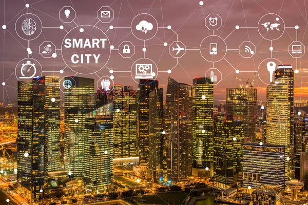 Concepto de ciudad inteligente e internet de las cosas — Foto de Stock