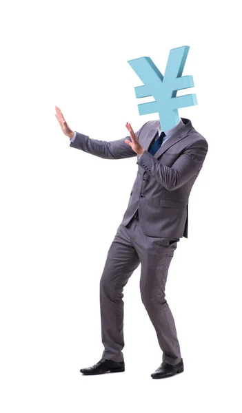 Homme d'affaires avec signe du yen japonais au lieu de la tête — Photo