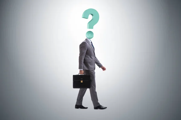 Businessman with question mark instead of his head — Stock Photo, Image