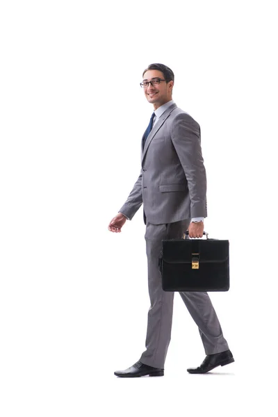 Businessman with briefcase isolated on white — Stock Photo, Image