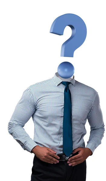 Uomo d'affari con un punto interrogativo invece della testa — Foto Stock