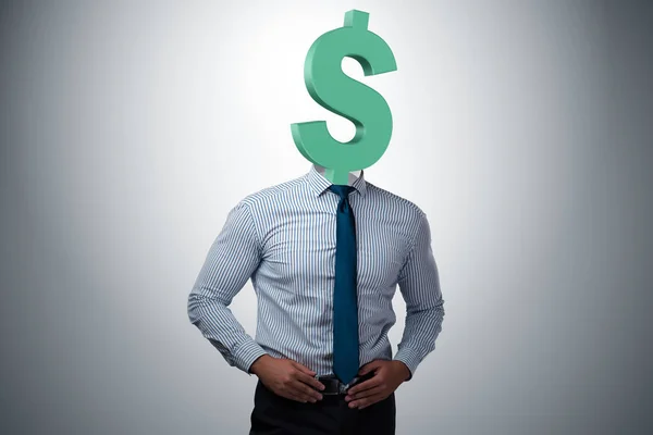 Businessman Dollar Sign Instead Head — Stock Photo, Image