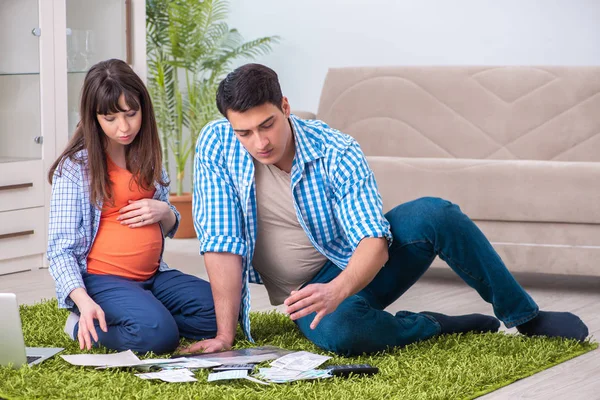 Young family in budget planning concept