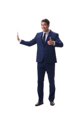 Genç işadamı beyaz arka planda izole edilmiş 