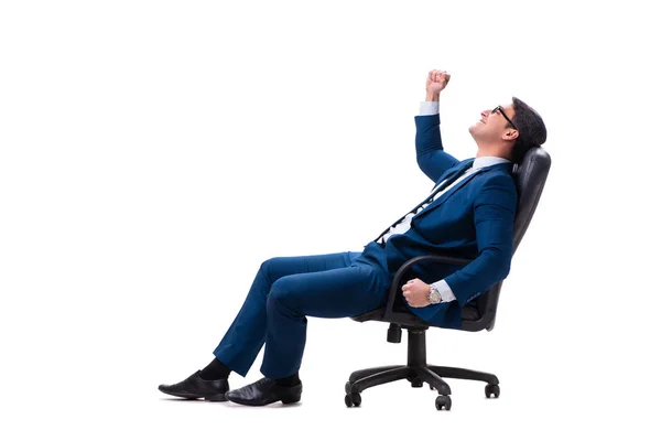 Businessman sitting on chair isolated on white — Stock Photo, Image