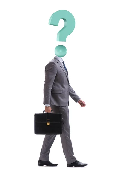 Businessman with question mark instead of his head — Stock Photo, Image