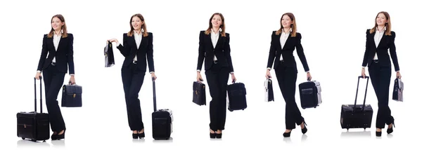 Mujer con maletas preparándose para las vacaciones de verano —  Fotos de Stock