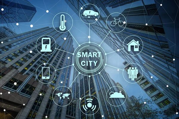 Konzept der Smart City und des Internets der Dinge — Stockfoto