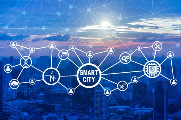 Concepto de ciudad inteligente e internet de las cosas —  Fotos de Stock