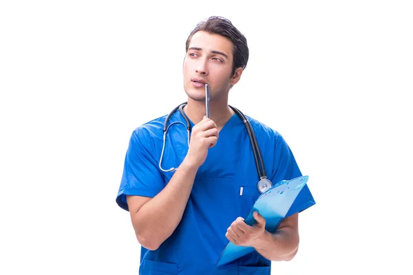 Giovane medico maschio isolato su sfondo bianco — Foto Stock