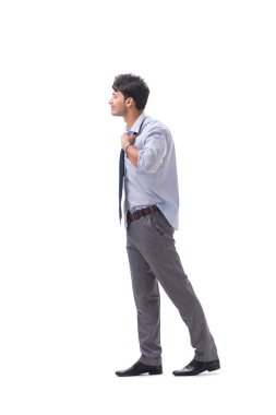 Beyaz zemin üzerinde izole iş adamı