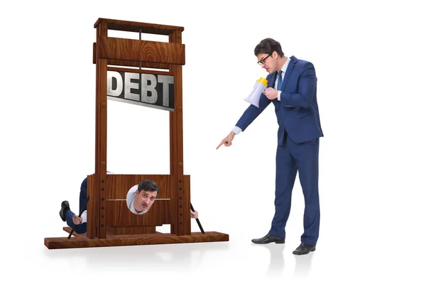 Бизнесмен в тяжелой долговой бизнес-концепции — стоковое фото