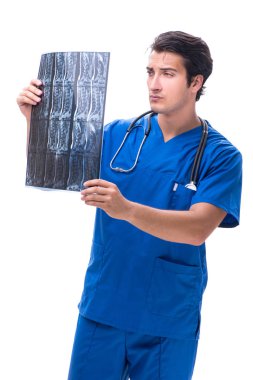 Röntgen görüntüsü olan radyolog doktor beyazı izole etti.