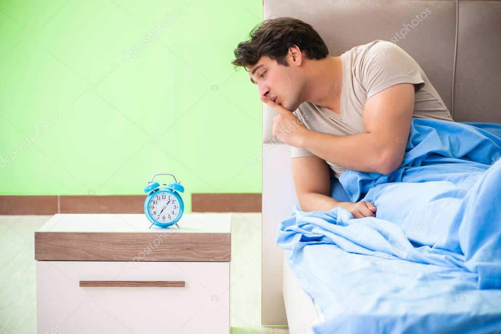Man having trouble with his sleep