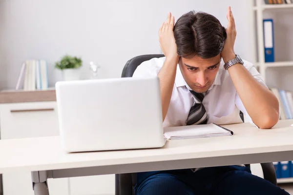 Jovem empresário bonito que trabalha no escritório — Fotografia de Stock