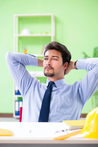 Young male architect working at the project — Stock Photo, Image