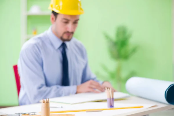 Young male architect working at the project — Stock Photo, Image