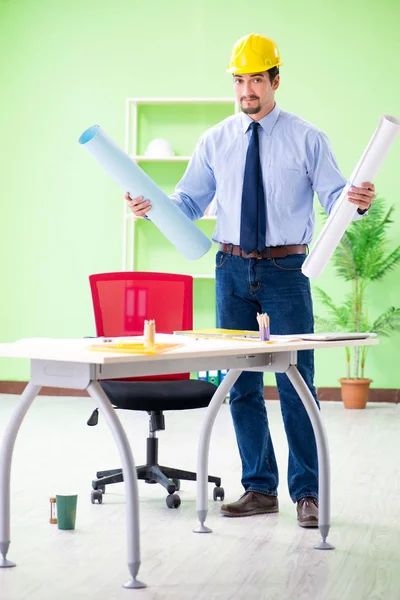 Young male architect working at the project — Stock Photo, Image