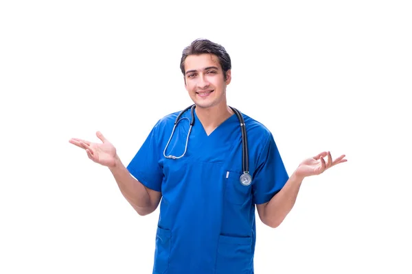 Jovem médico masculino isolado em fundo branco — Fotografia de Stock