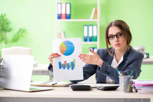 Gerente financiera femenina presentando gráfico gráfico sentado en la o —  Fotos de Stock