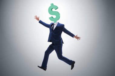 Kafası yerine dolar işareti olan bir iş adamı.