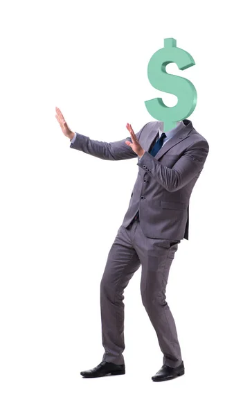 Biznesmen ze znakiem dolara zamiast głowy — Zdjęcie stockowe