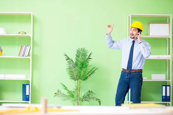 Young male architect working at the project — Stock Photo, Image