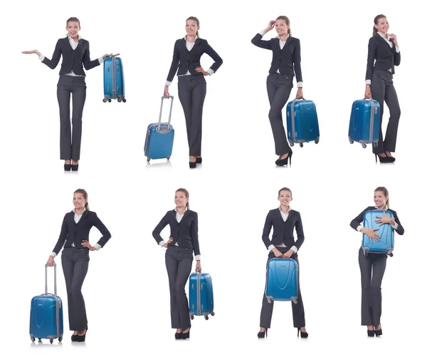 Donna Con Suitacasi Che Prepara Vacanze Estive — Foto Stock