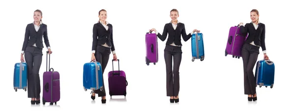 Donna con suitacasi che si prepara per le vacanze estive — Foto Stock