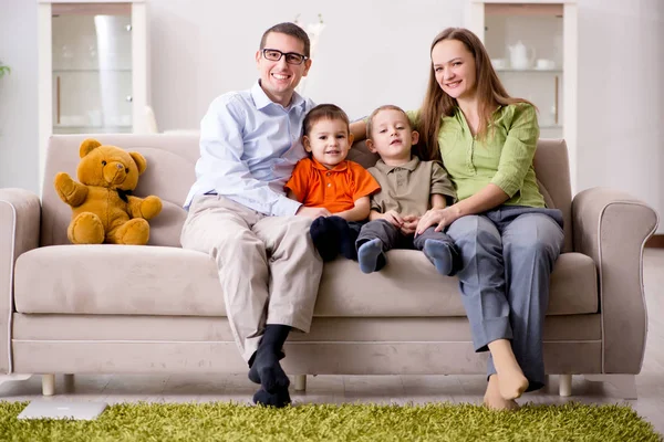 Young family playing in the room at home — Stock Photo, Image