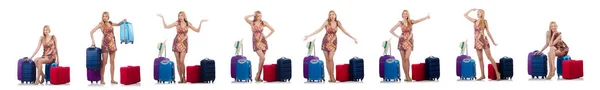 Mulher se preparando para viajar em férias de verão — Fotografia de Stock