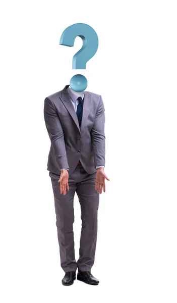 Businessman with question mark instead of his head — Stock Photo, Image