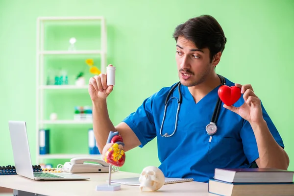 Estudante médico explicando problemas cardíacos — Fotografia de Stock