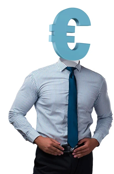 Businessman with euro sign instead of head — Stock Photo, Image