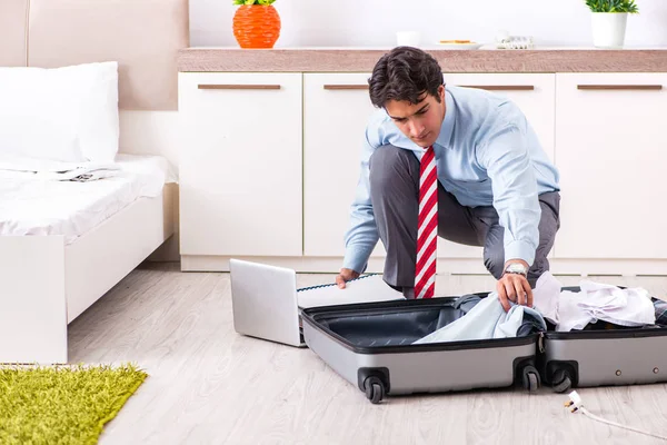 Young Handsome Businessman Preparing Trip — Stock Photo, Image