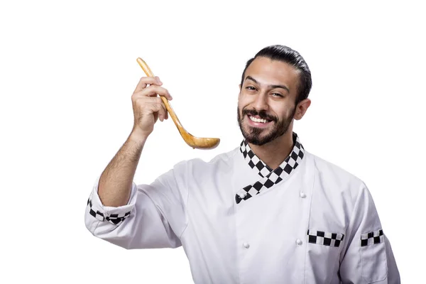 Engraçado cozinheiro masculino isolado no fundo branco — Fotografia de Stock