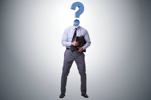 Businessman with question mark instead of his head